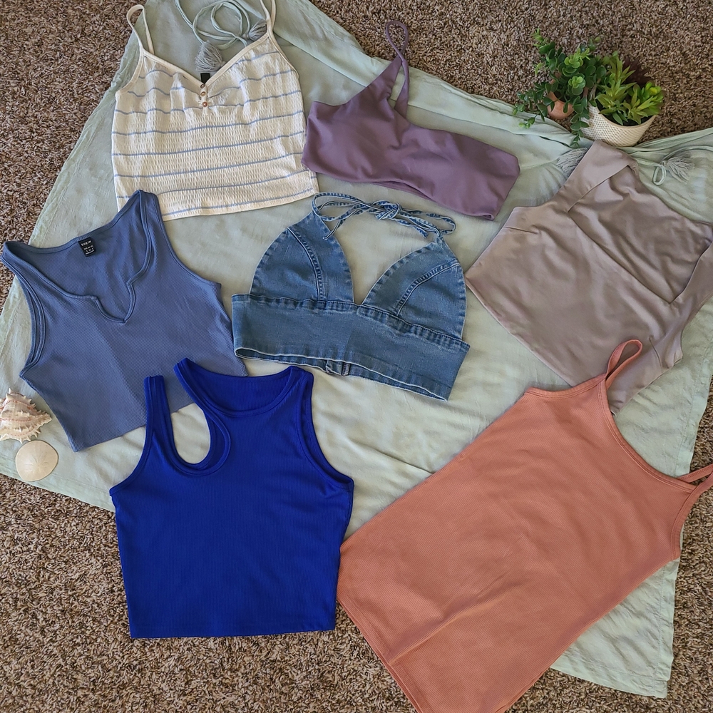 Full Tilt Assorted Tank Tops - Blue, Purple, Tan